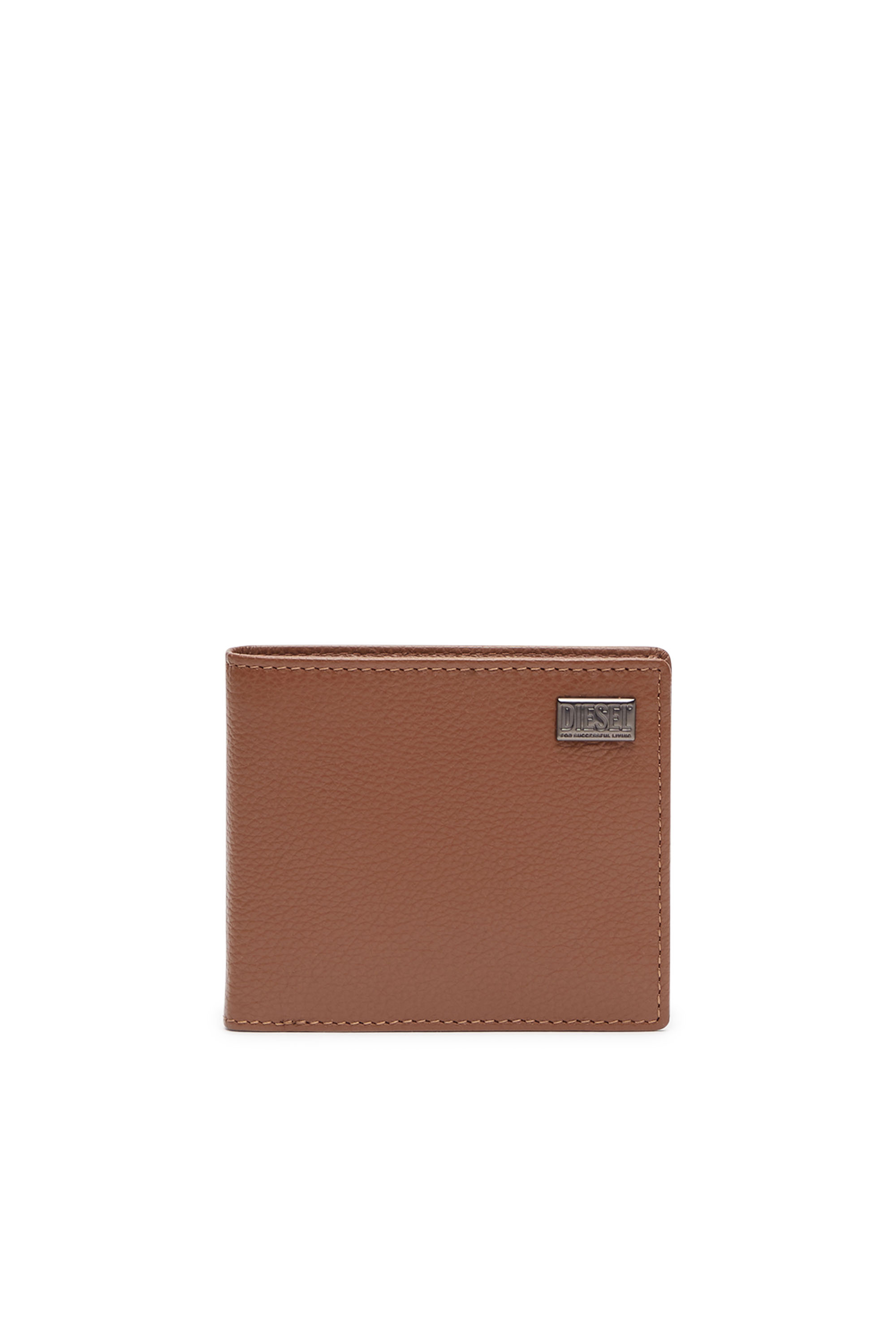 Diesel - MEDAL-D BI-FOLD COIN S, Man Bi-fold wallet in grainy leather in Brown - Image 1
