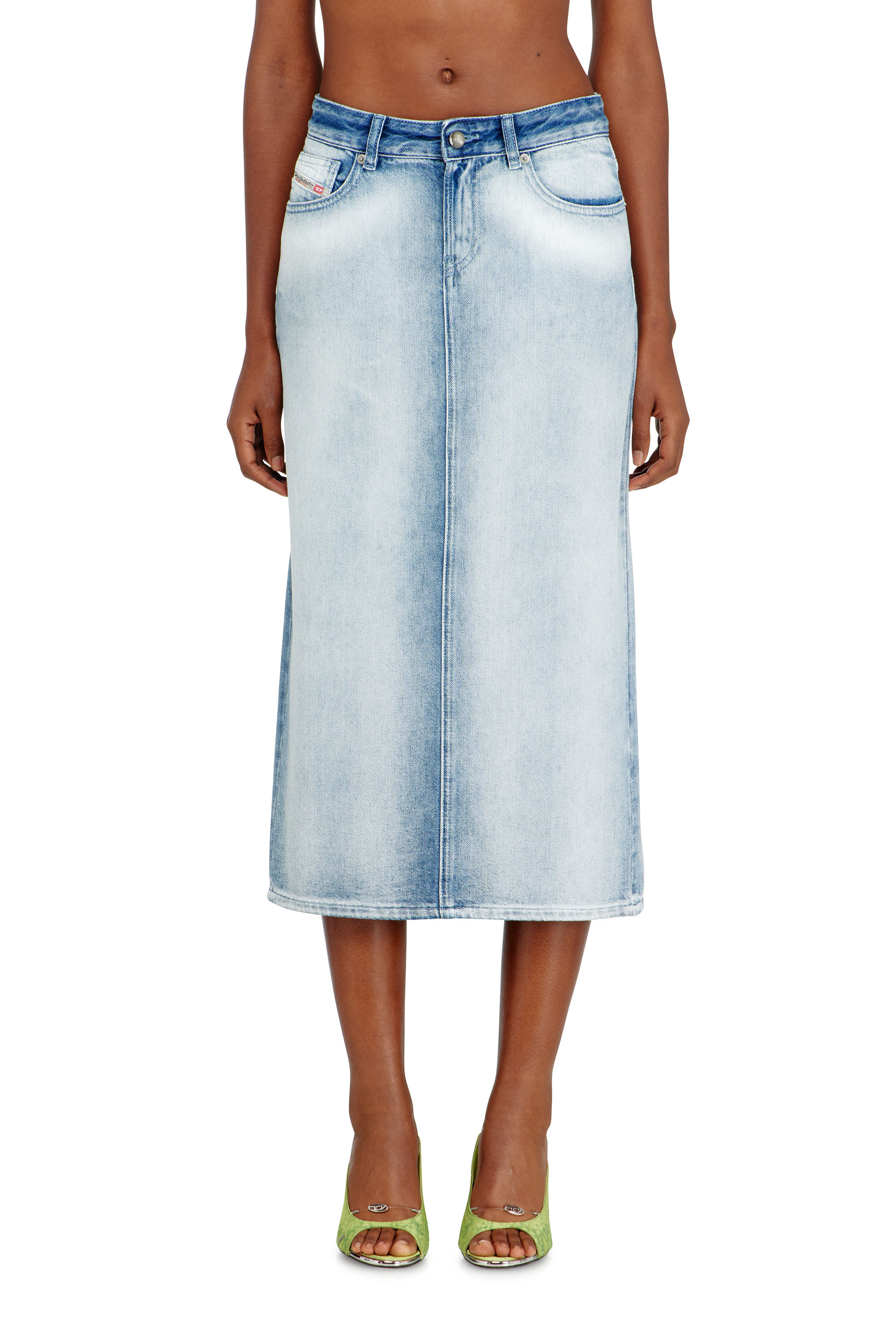 Diesel - DE-SKYE-FSI, Woman's Skirt in medium-light skeleton denim in Light Blue - 2