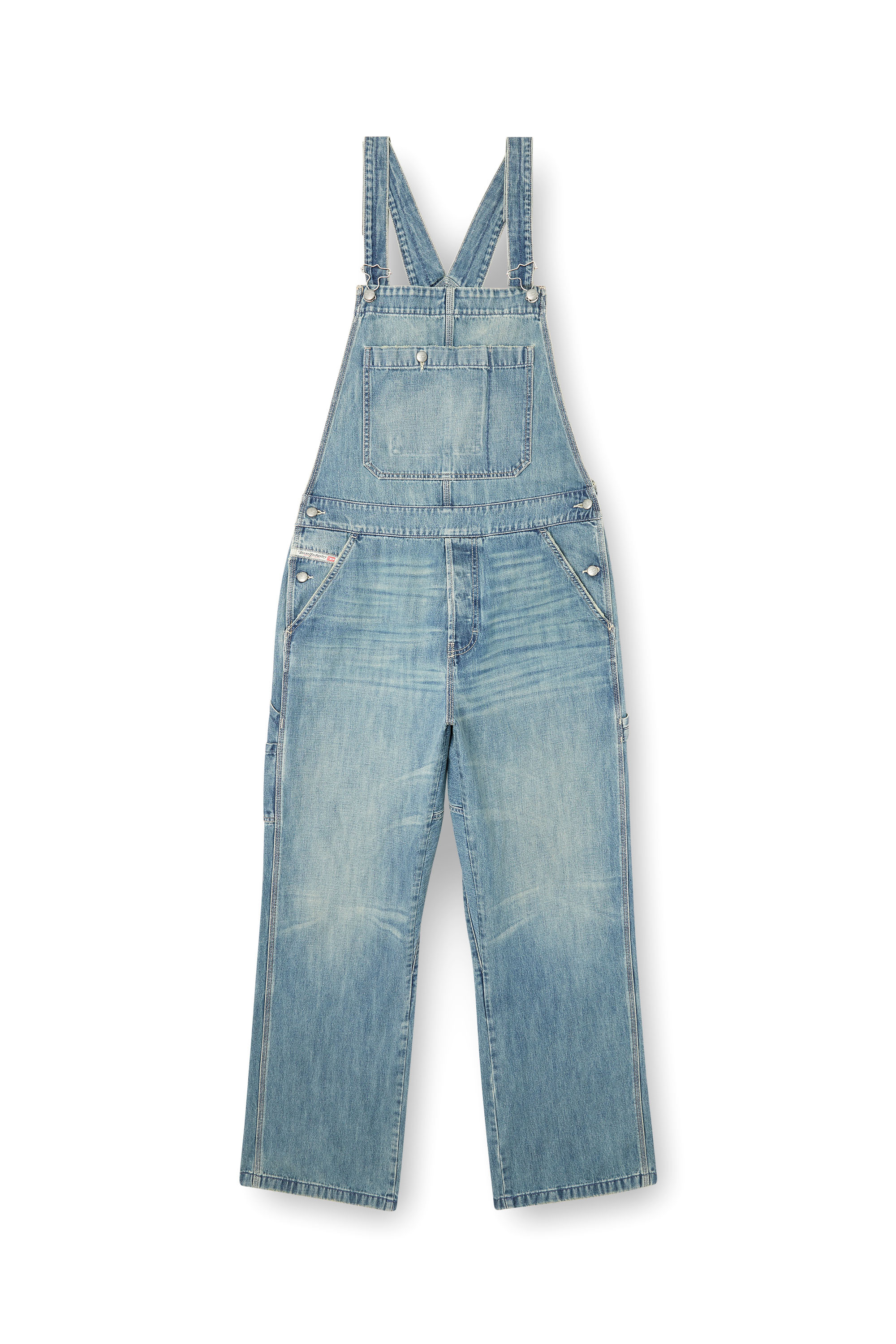 Diesel - D-FRAMU-U, Unisex's Utility-style denim dungarees in Light Blue - 4