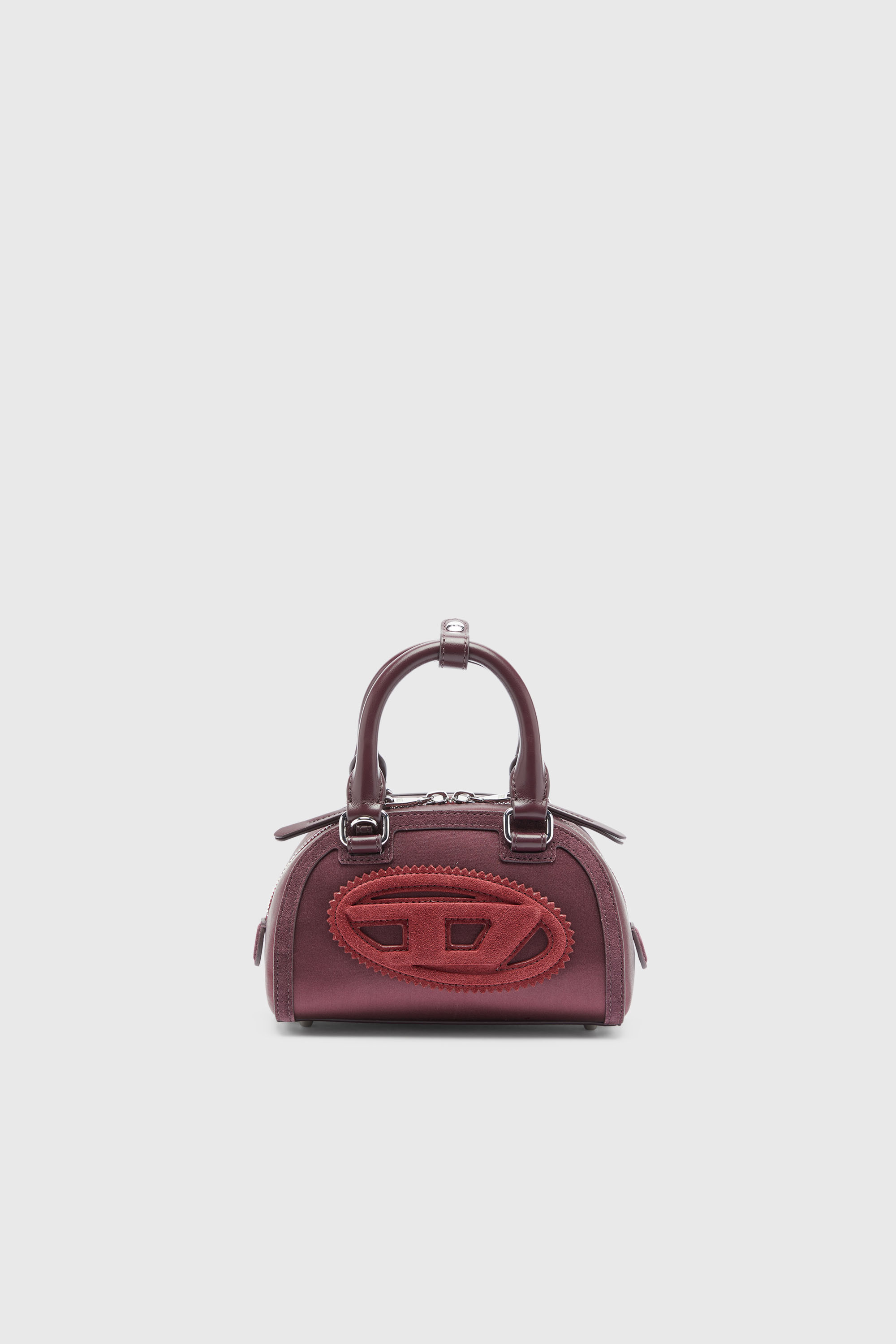 Diesel - 1DR DOME CROSSBODY, Woman's 1DR Dome - Mini crossbody bag in satin and suede in Burgundy - 2