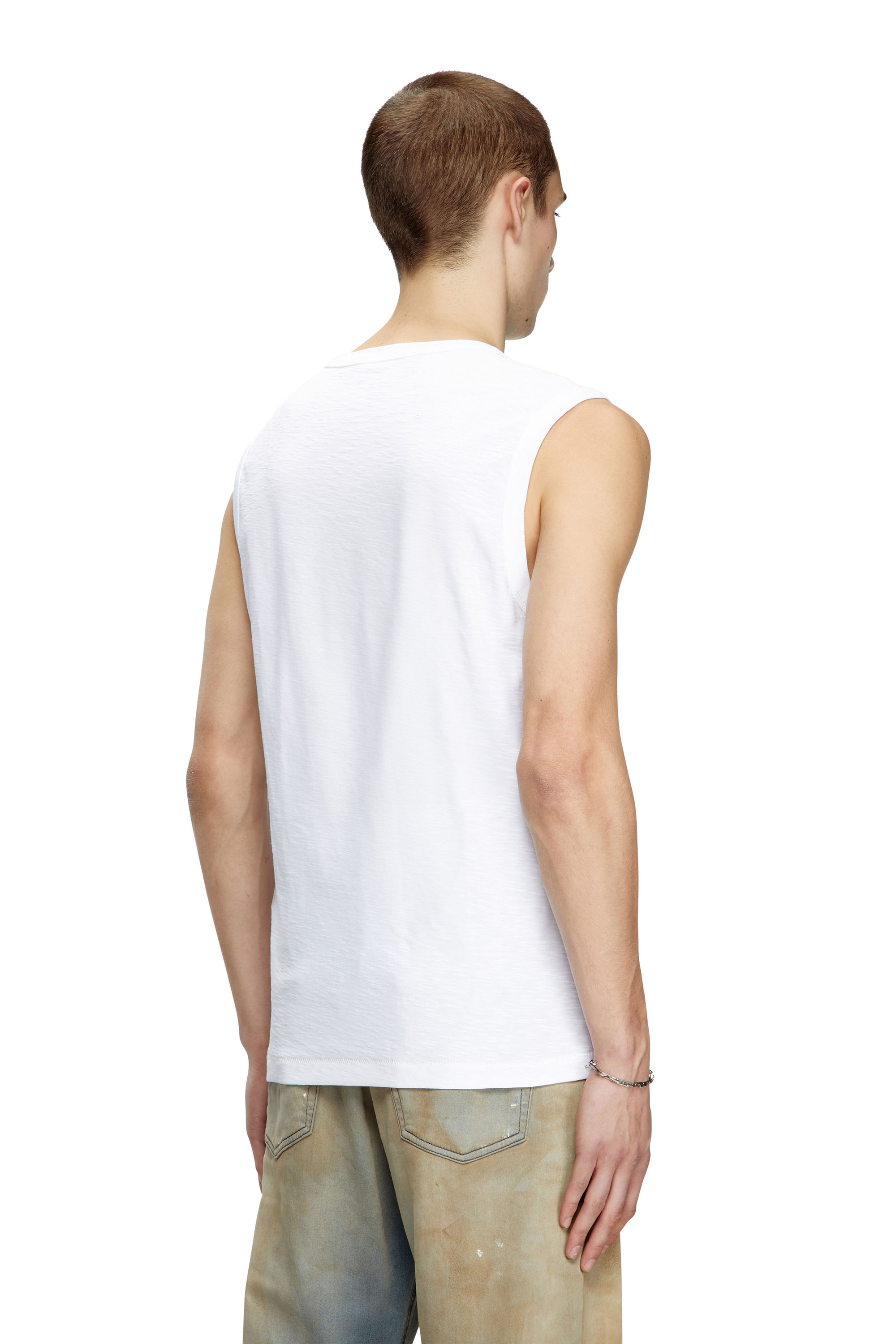 Diesel - T-BISCO-R3, Man's Slub tank top with flocked logo graphic in White - 4