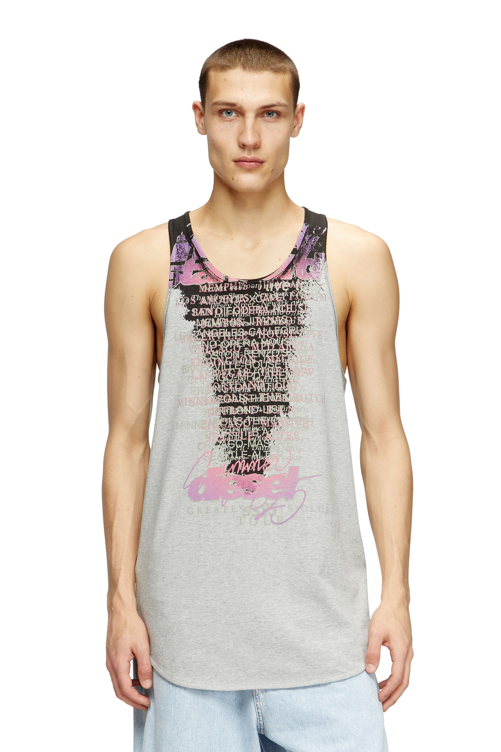 Diesel - T-SHAN, Unisex's Tank top with lyrics print in Grey - 3