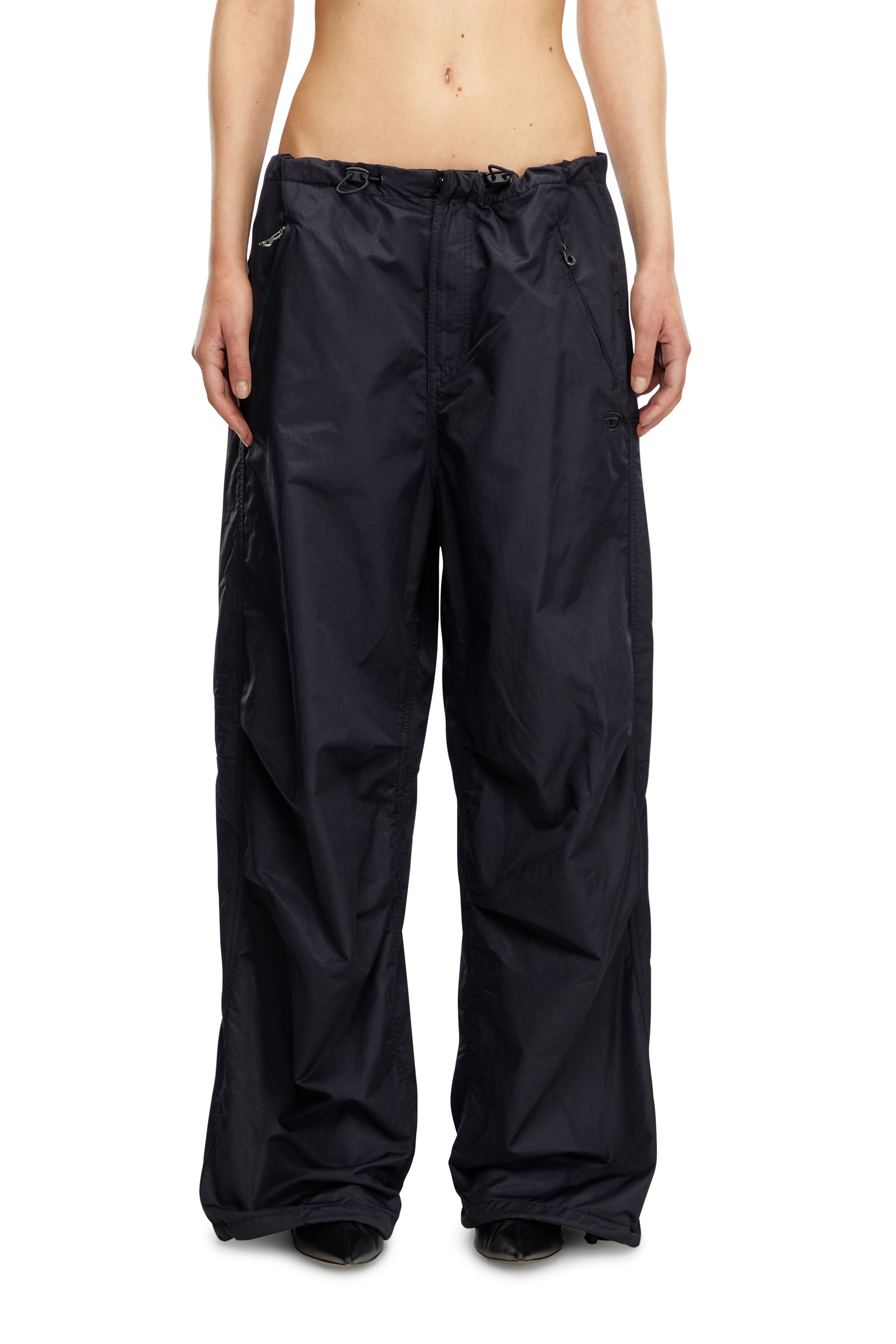 Diesel - P-DIAMANDA, Woman Ergonomic cargo pants in micro twill in Black - Image 1