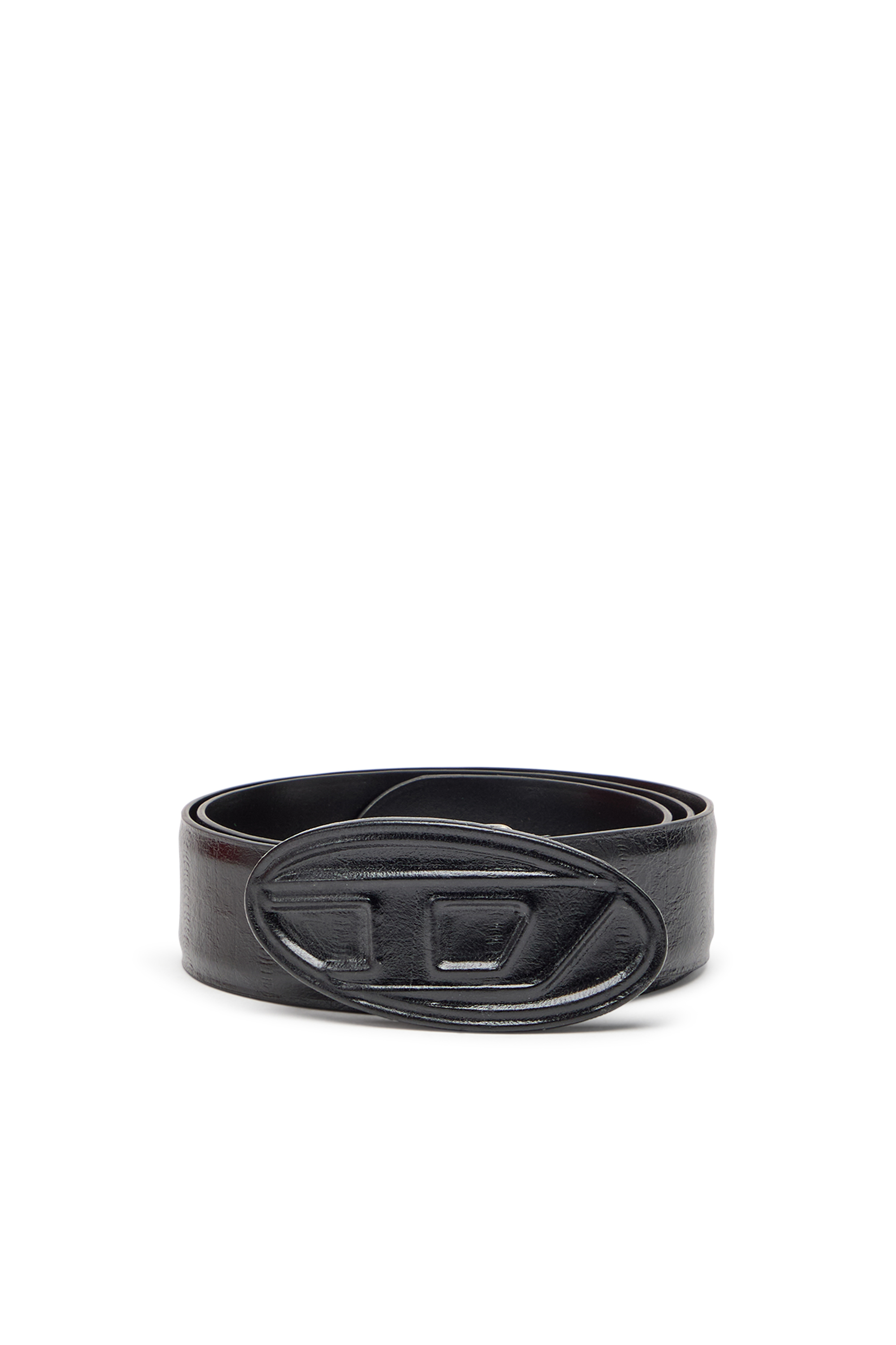 Diesel - B-1DR EMBRACED, Man's 4cm belt in eel-effect leather in Black - 1