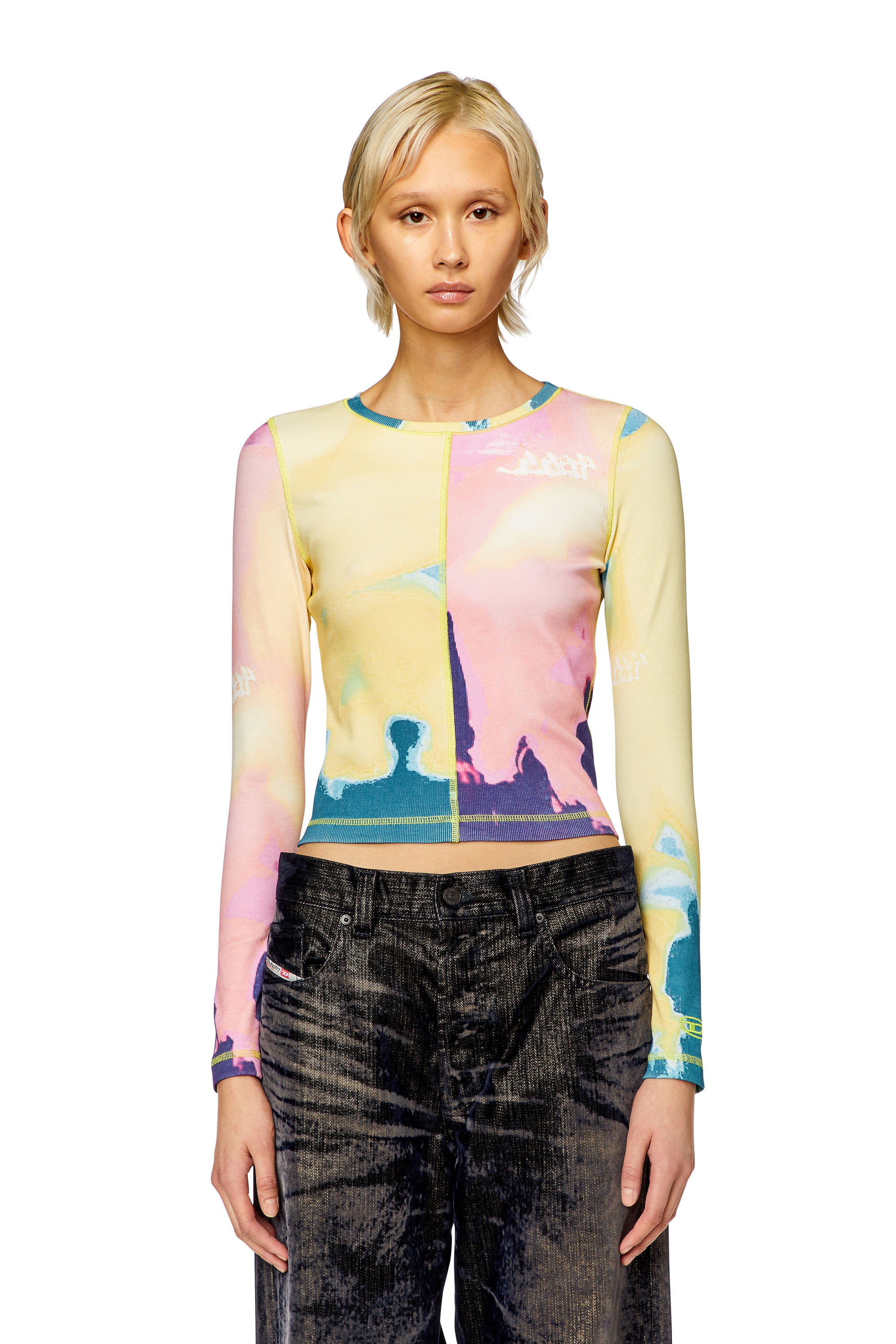 Diesel - T-BANES, Woman Panelled top with multicoloured print in Multicolor - Image 5