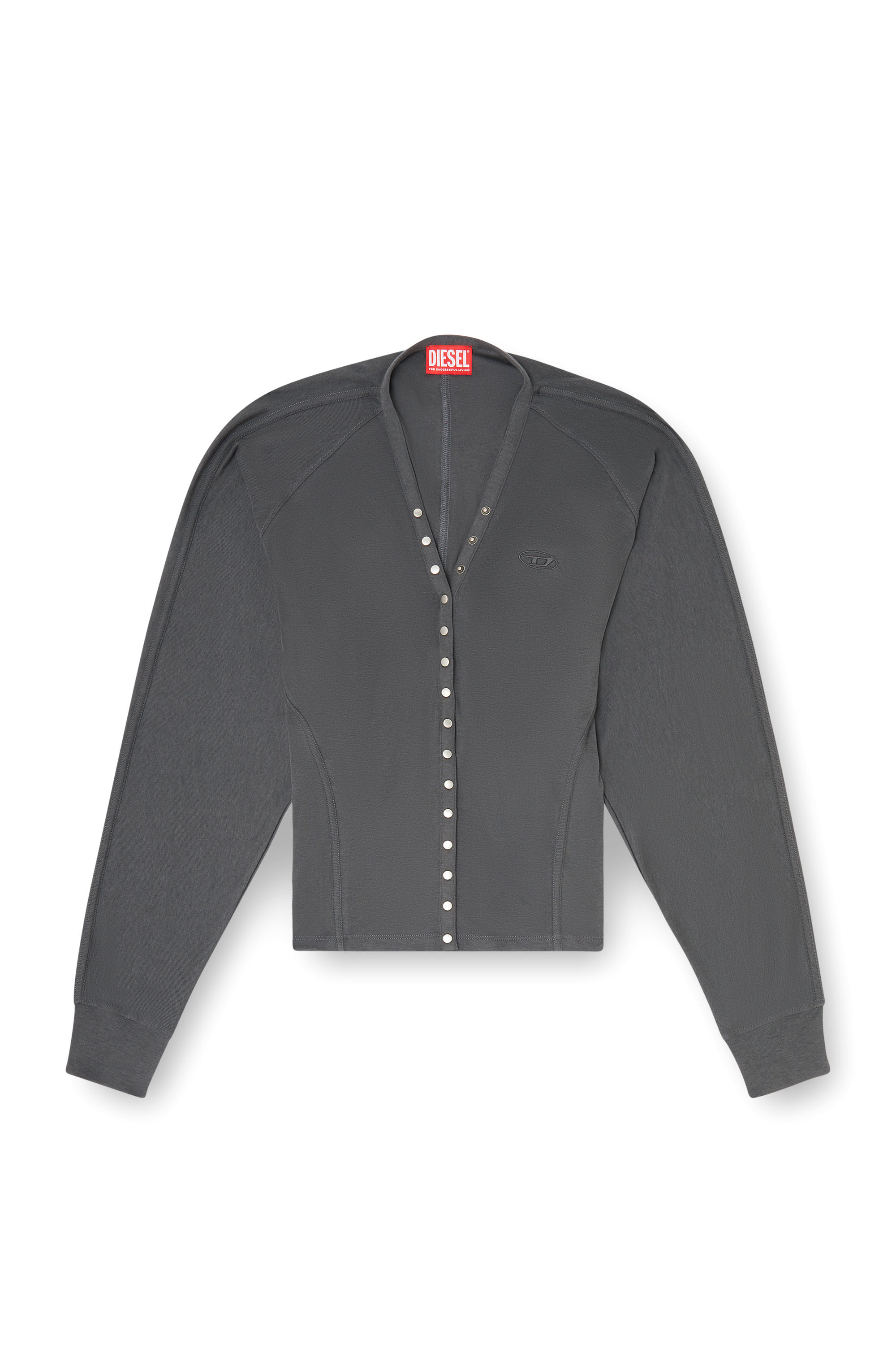 Diesel - T-ISERINA, Woman's Tencel-blend cardigan top with batwing sleeves in Grey - 3