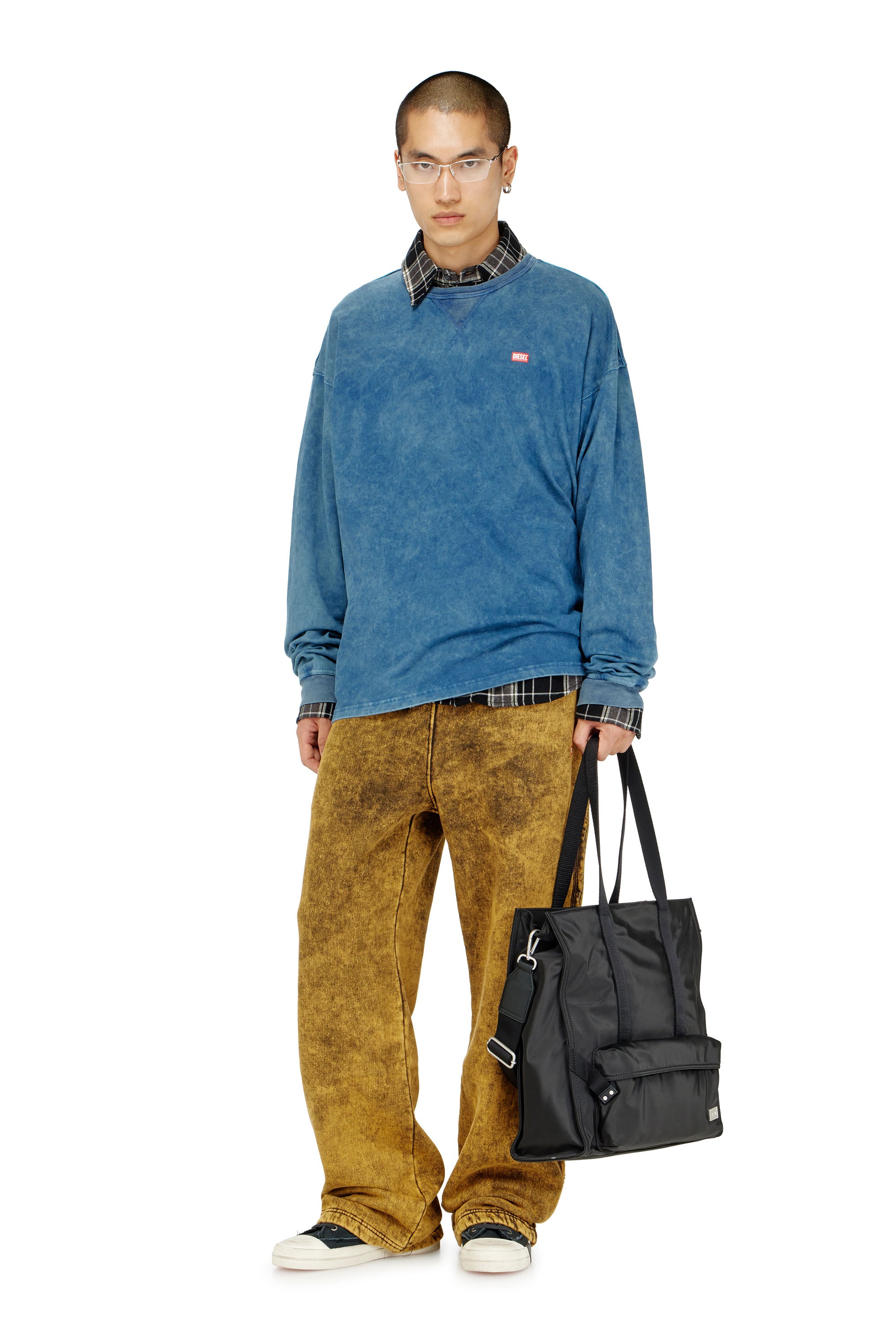 Diesel - P-MARTAINS-RAW, Man's Acid-wash sweatpants with raw edges in Brown - 1