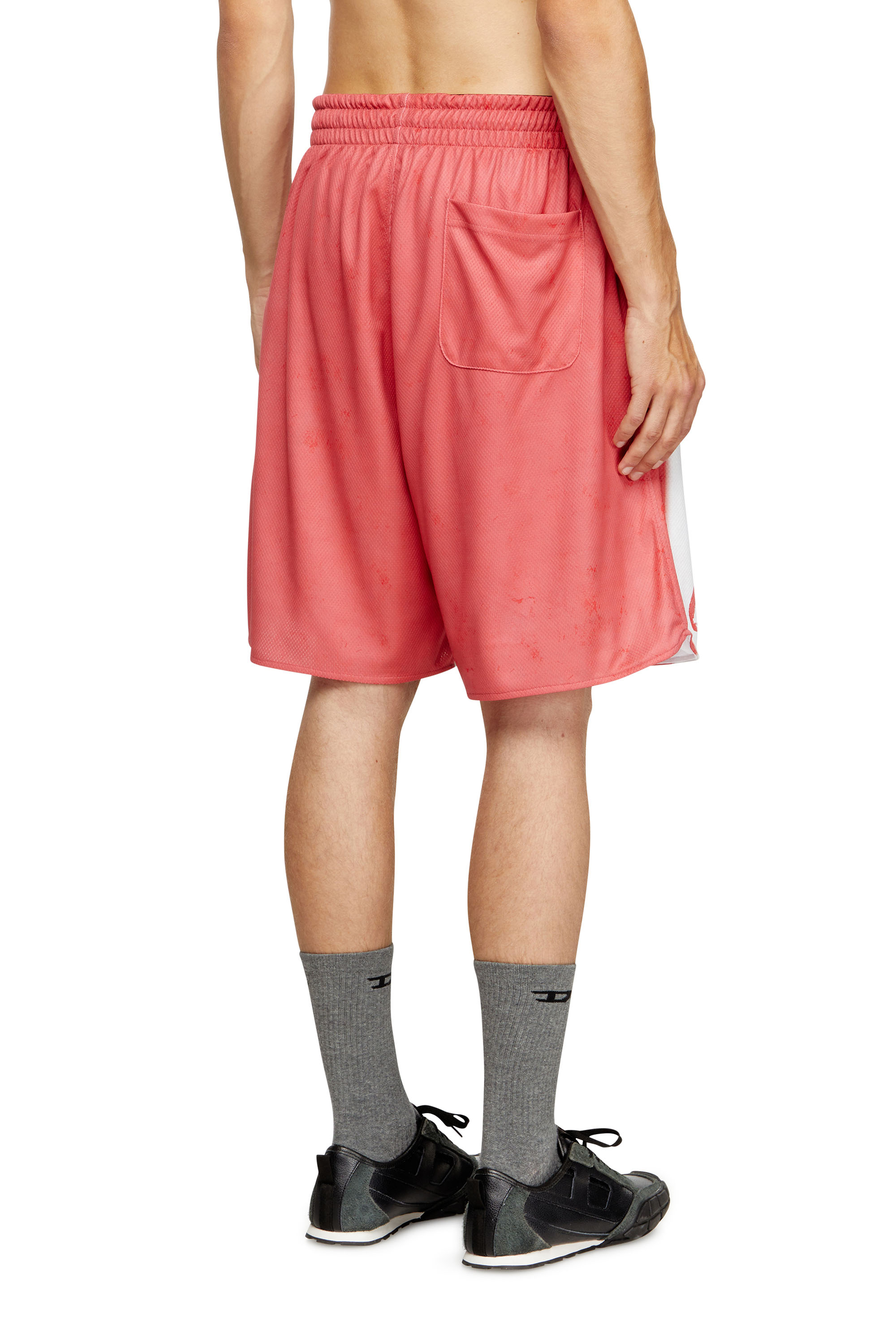 P-KURT, Red/White Diesel - P-KURT, Man's Striped shorts with photo patches in Red/White - 4