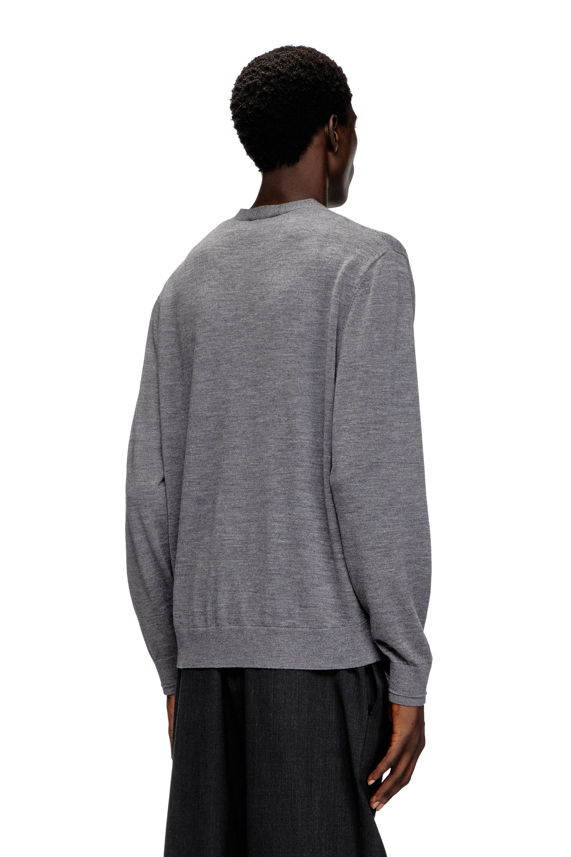 Diesel - K-VOLTO, Man's Wool cardigan with cut-out logo in Grey - 4