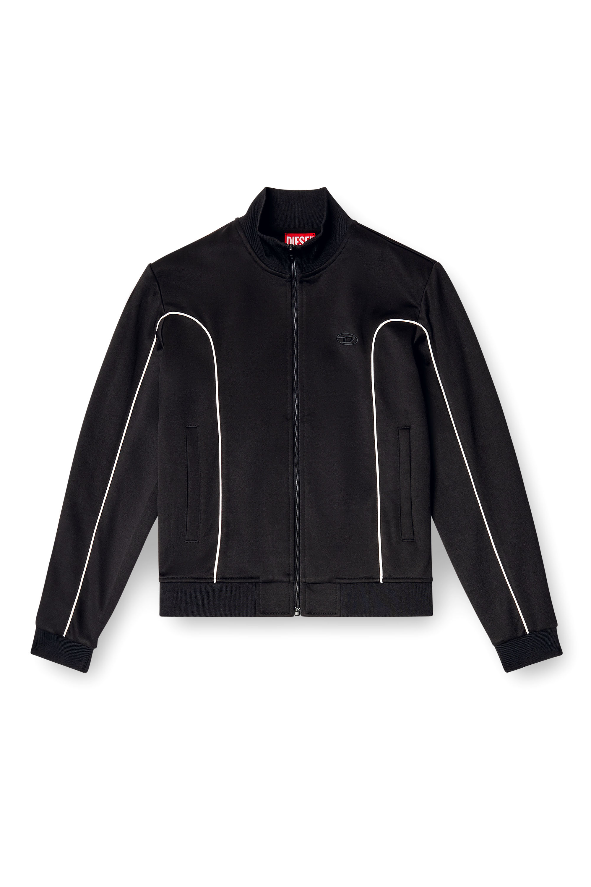 Diesel - F-LOCKING-OD, Woman's Sweat-jacket with contrast piping in Black/White - 3