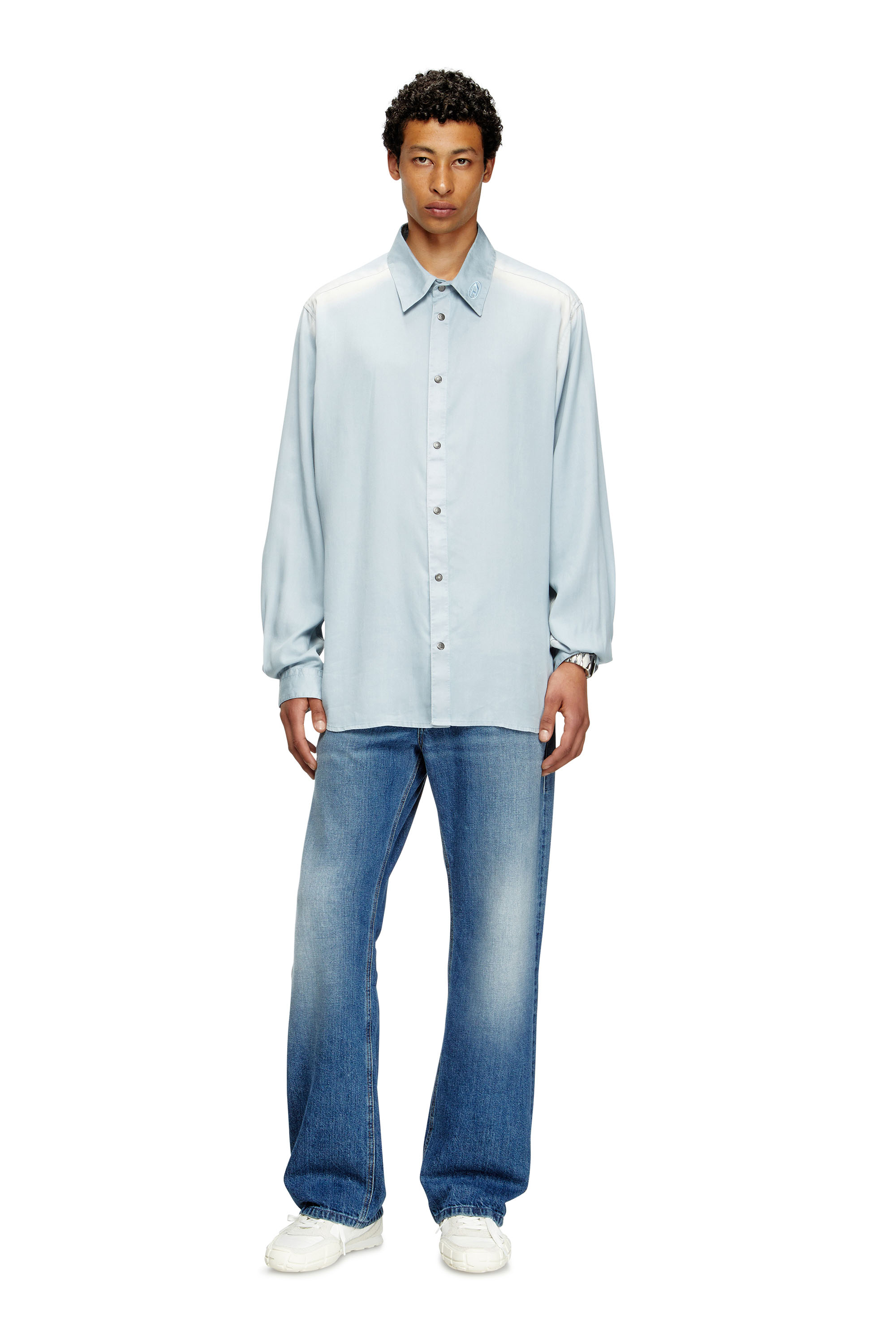 Diesel - S-SIMPLY-JLCI, Man's Shirt in faded twill in Light Blue - 2