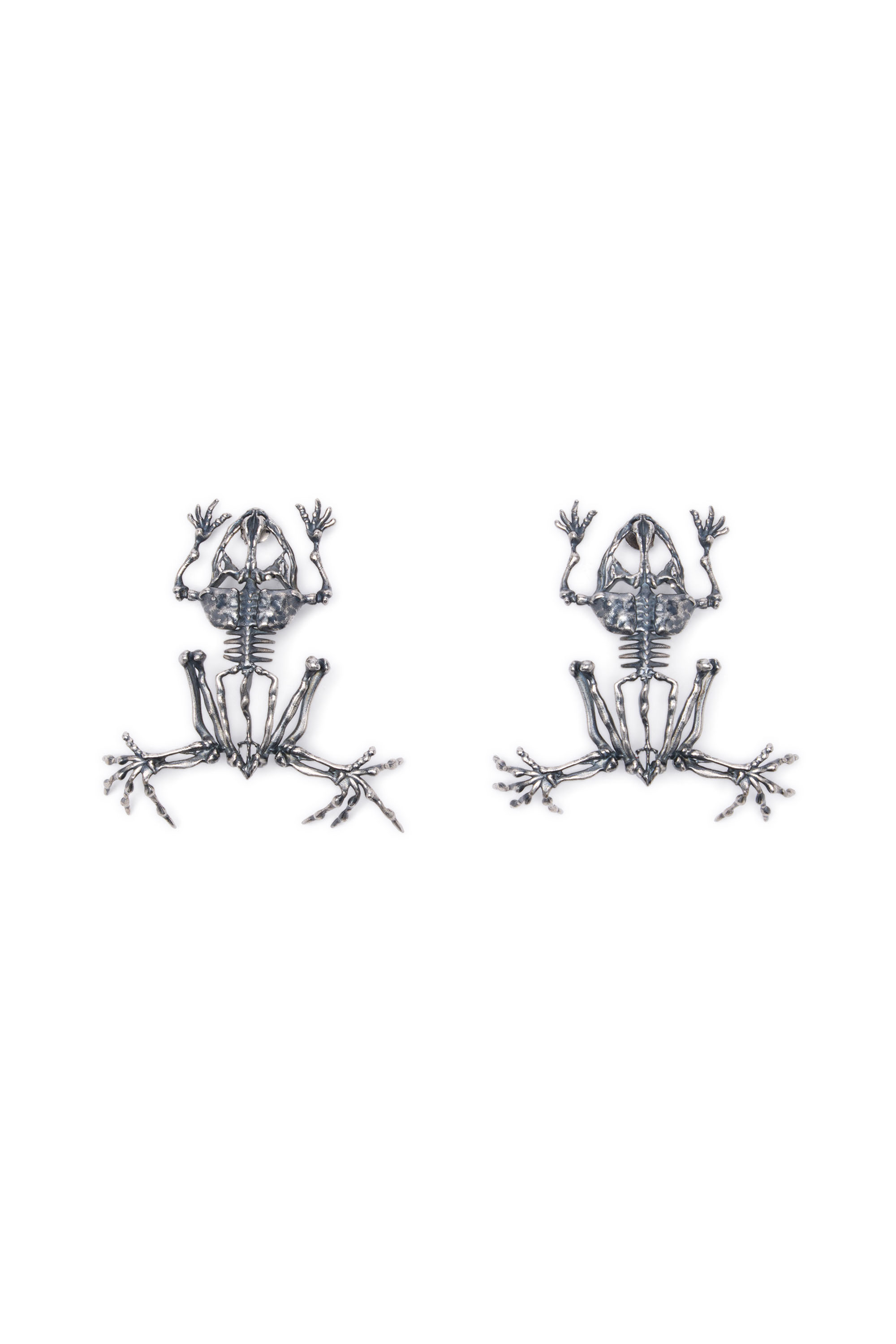 Diesel - EARRINGS FROG, Woman's Skeleton-effect metal earrings in Silver - 3
