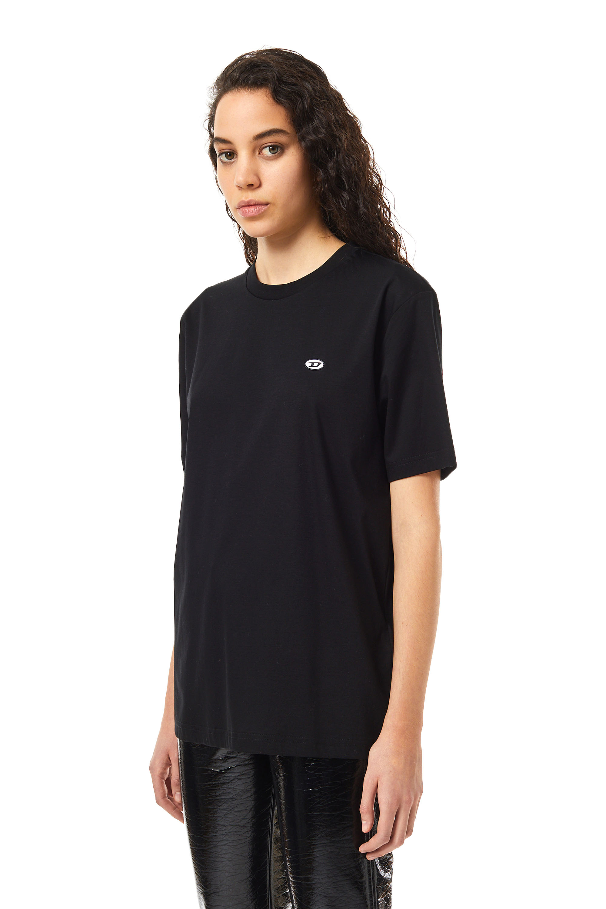 Diesel - T-JUSTINE-DOVAL-PJ, Woman T-shirt with oval D patch in Black - Image 6