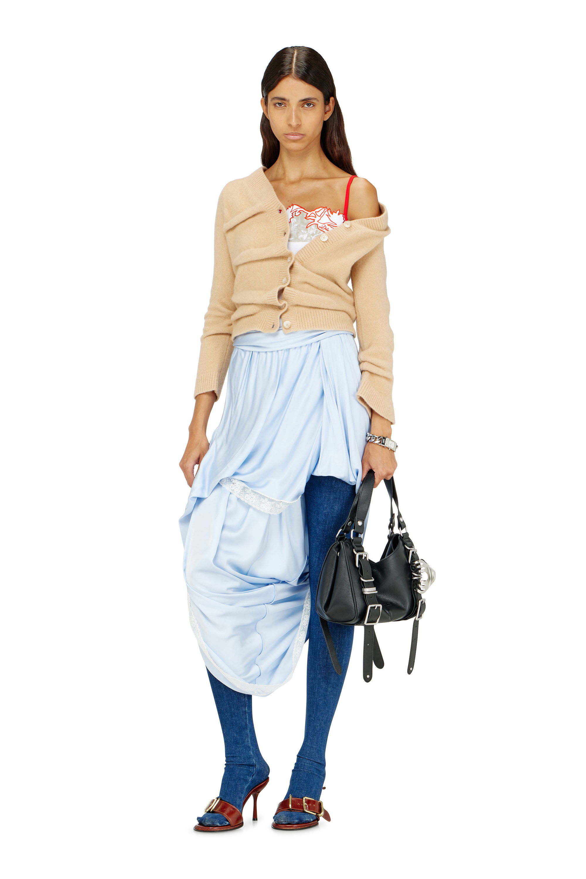 Diesel - M-AVA, Woman's Cropped cardigan in wrinkled boiled knit in null - 2