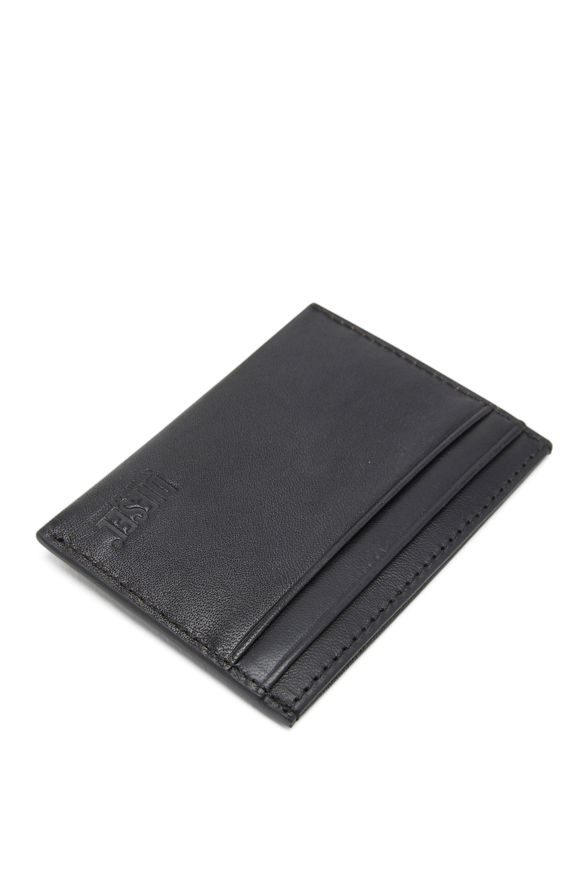 Diesel - DSL 3D EASY CARD HOLDER, Man Leather card holder with embossed logo in Black - Image 3