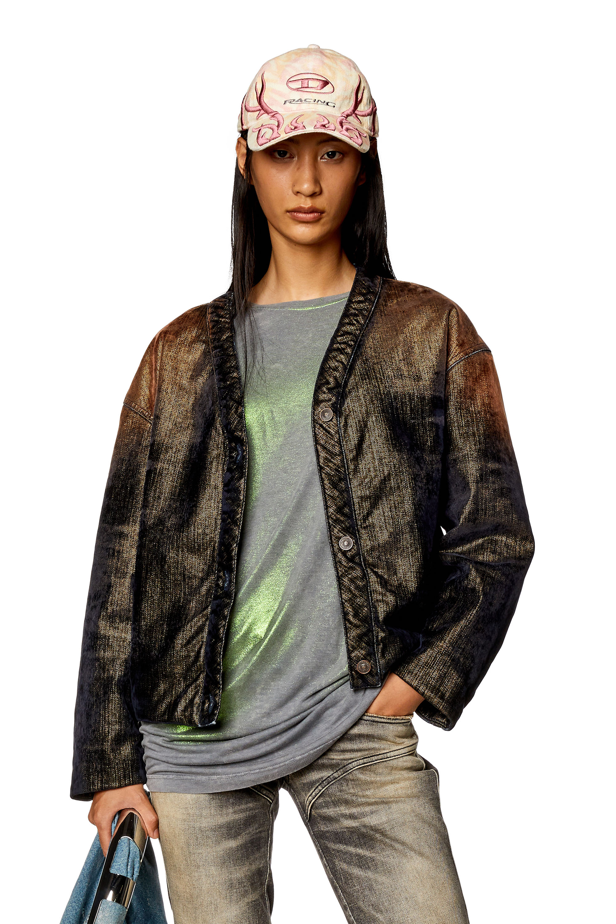 Diesel - DE-CONF-S, Woman Jacket in shimmery denim in Multicolor - Image 1