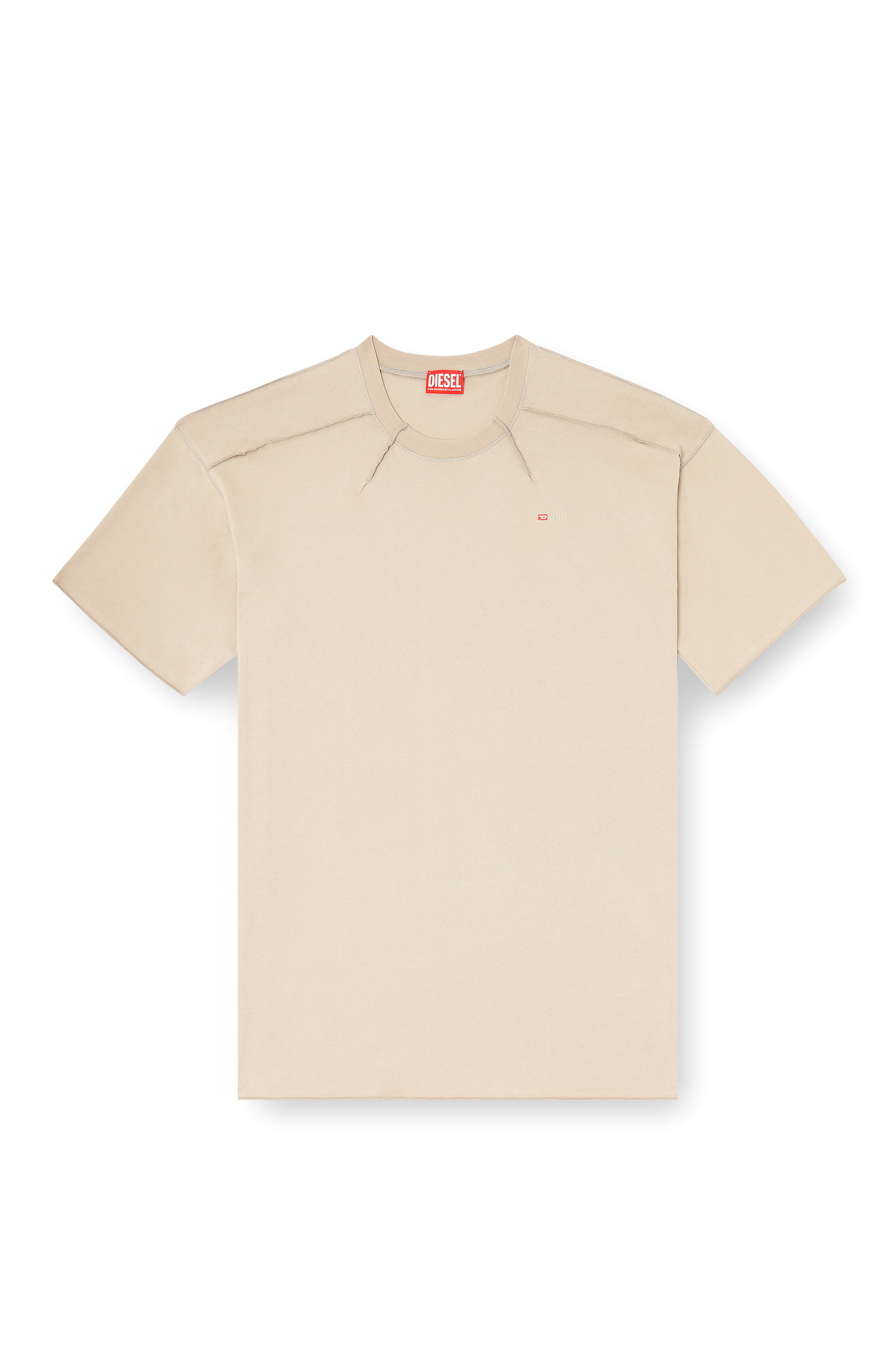 Diesel - T-CRAHOR-BOXT-T1, Man's Cotton T-shirt with micro embroidery in Beige - 3