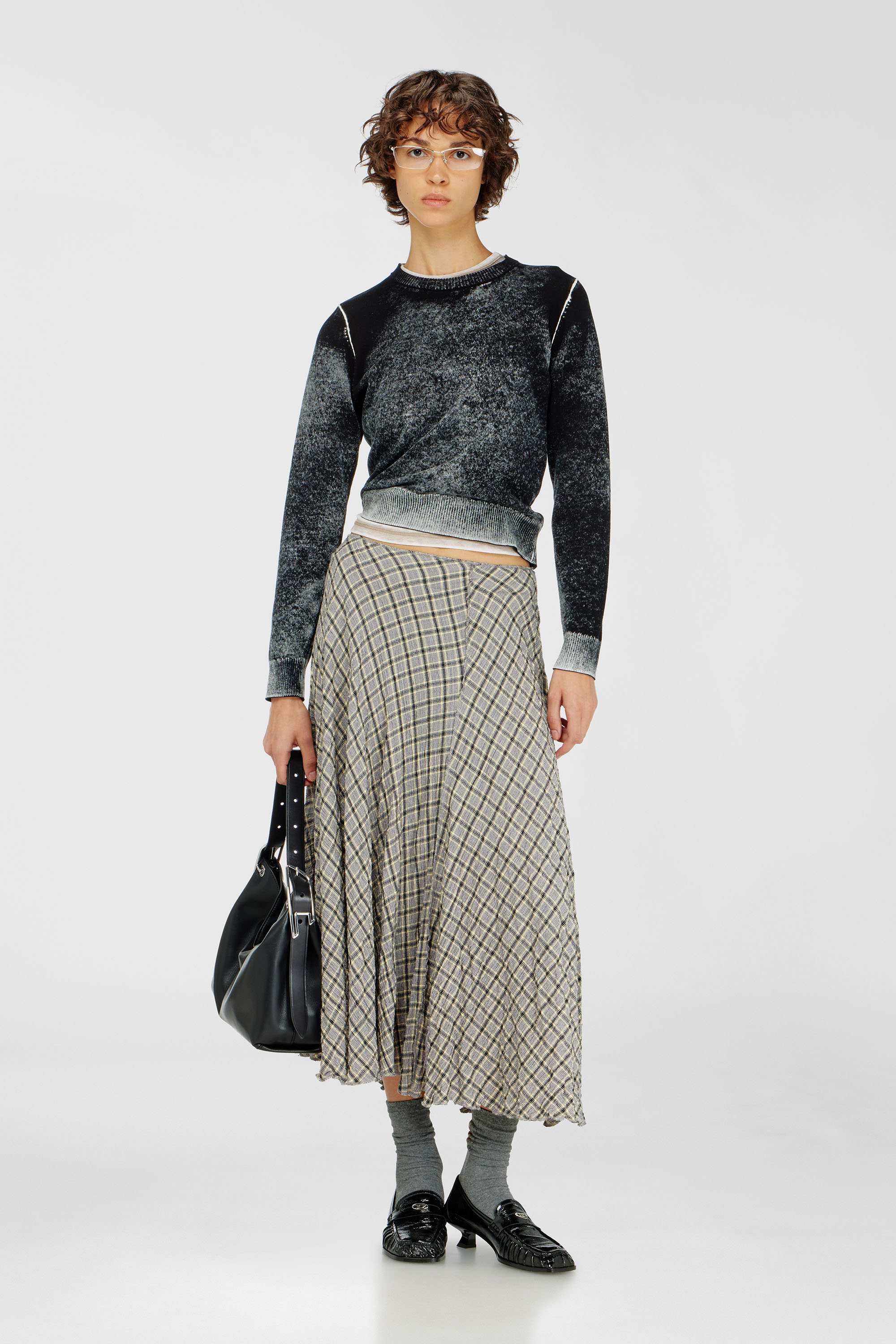 Diesel - M-LOVRE, Woman's Jumper with faded reverse print in Grey/Black - 2