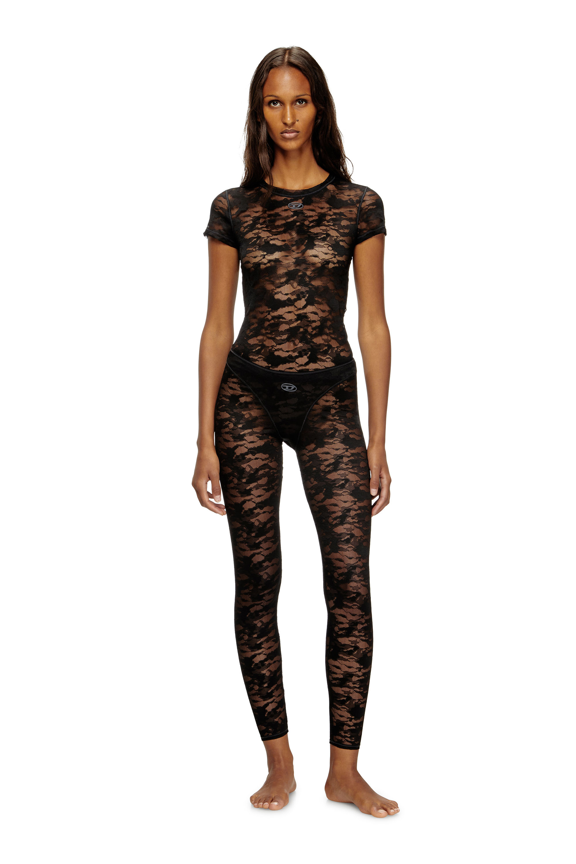 Diesel - CLAIRE-UTLT, Woman's Camo lace leggings in Black - 1