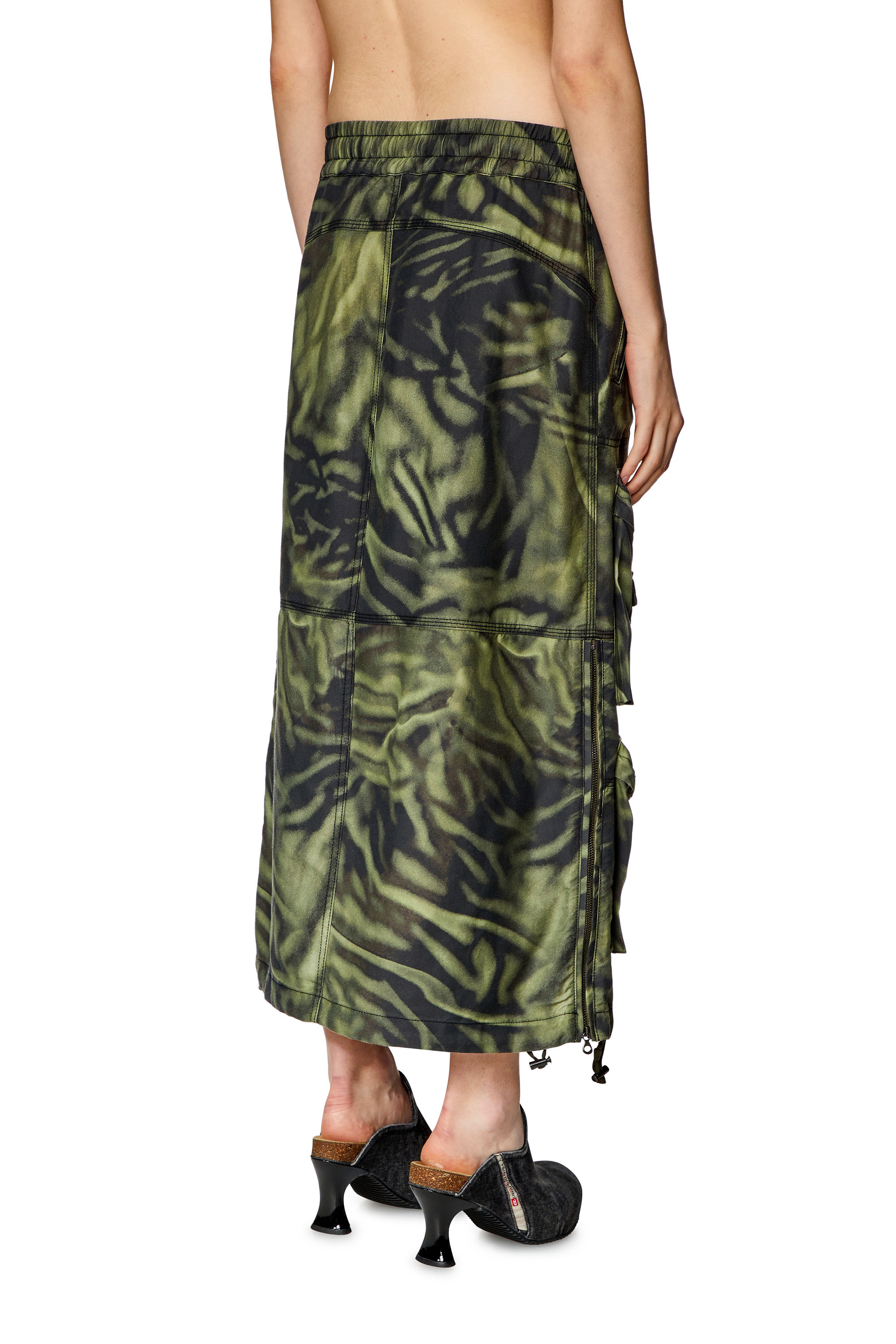 Diesel - O-MIRTOW, Woman Long cargo skirt with zebra-camo print in Multicolor - Image 4
