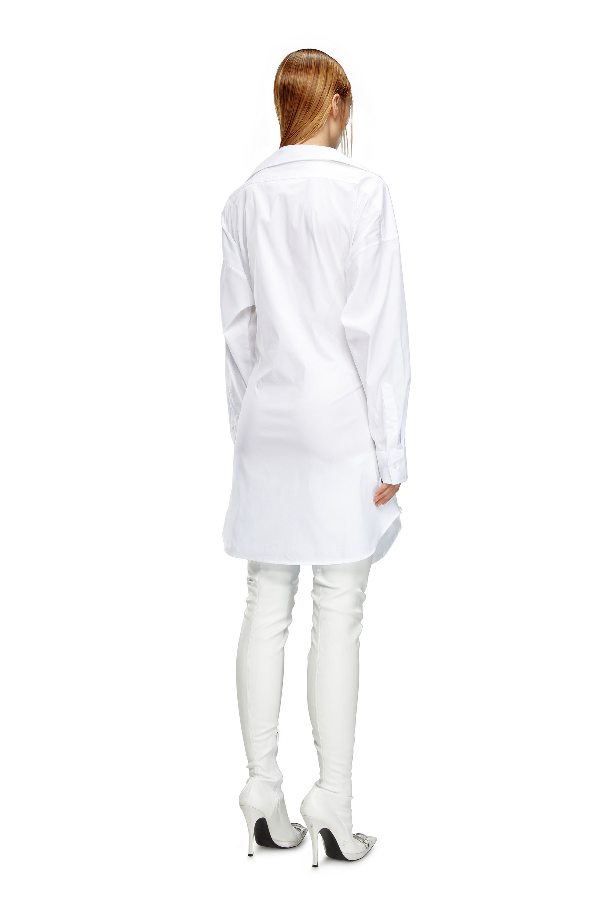 Diesel - D-SIZEN-N1, Woman Short shirt dress in stretch poplin in White - Image 2