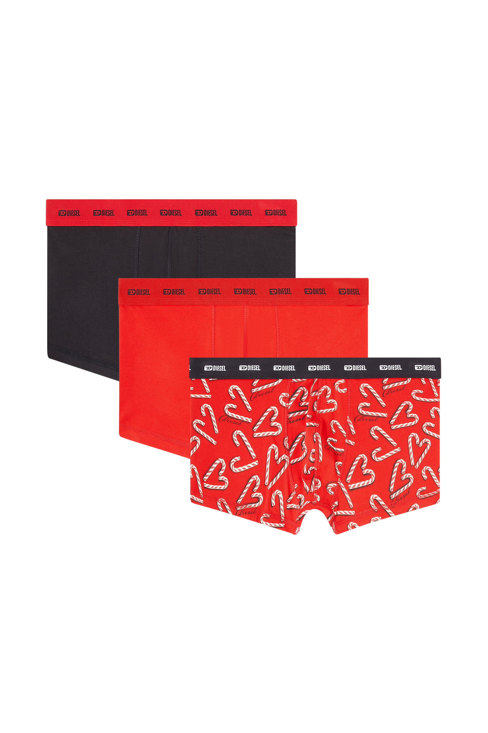 Diesel - DAMIEN-GFT-UTLT-3PACK, Man's Set of three stretch-cotton boxers in Red/Black - 1