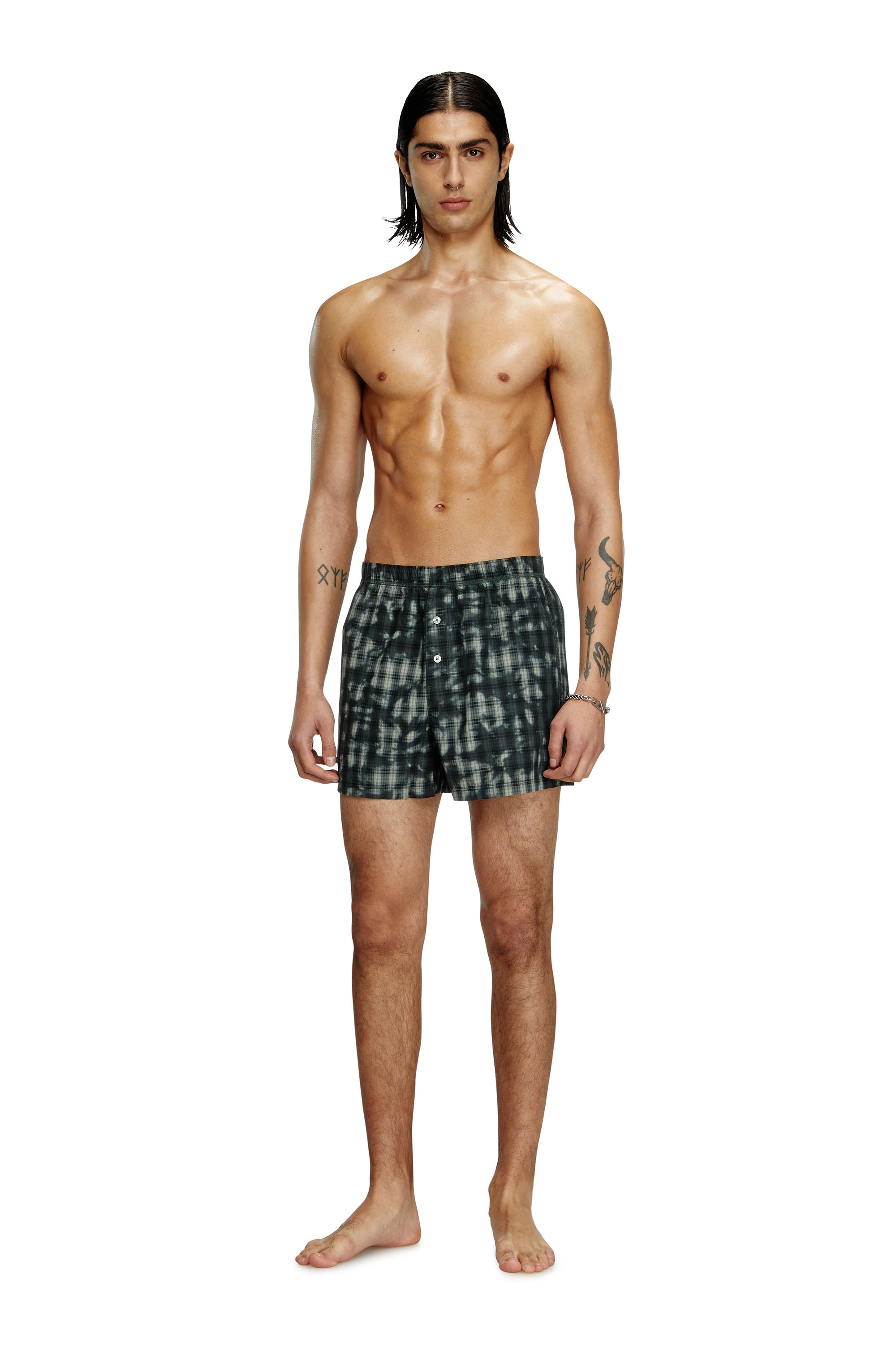 Diesel - STARK-UTLT, Unisex's Boxers with check print in Dark Green - 1