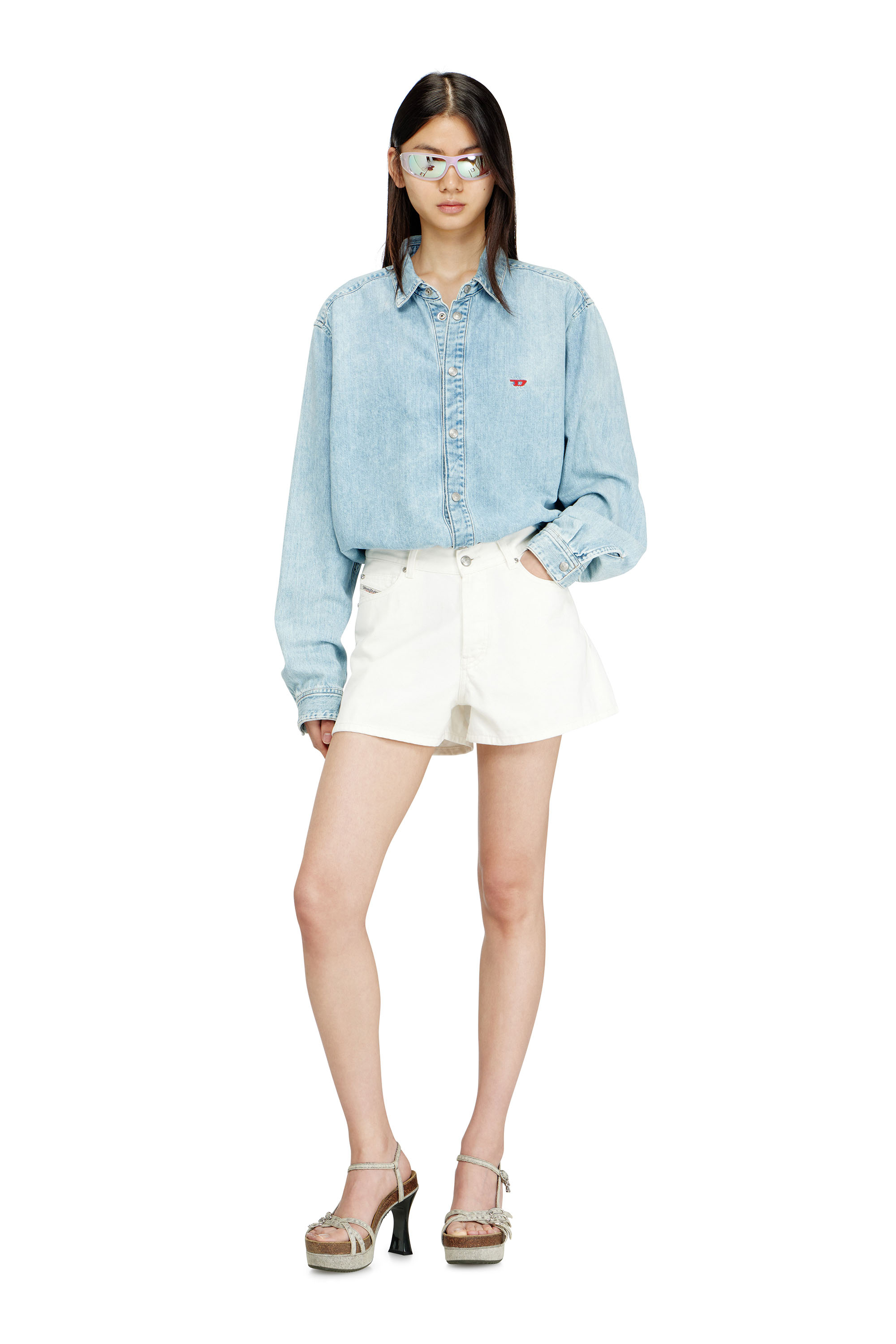 Diesel - DE-HELIOS, Woman's Shorts in clean coloured denim in White - 1