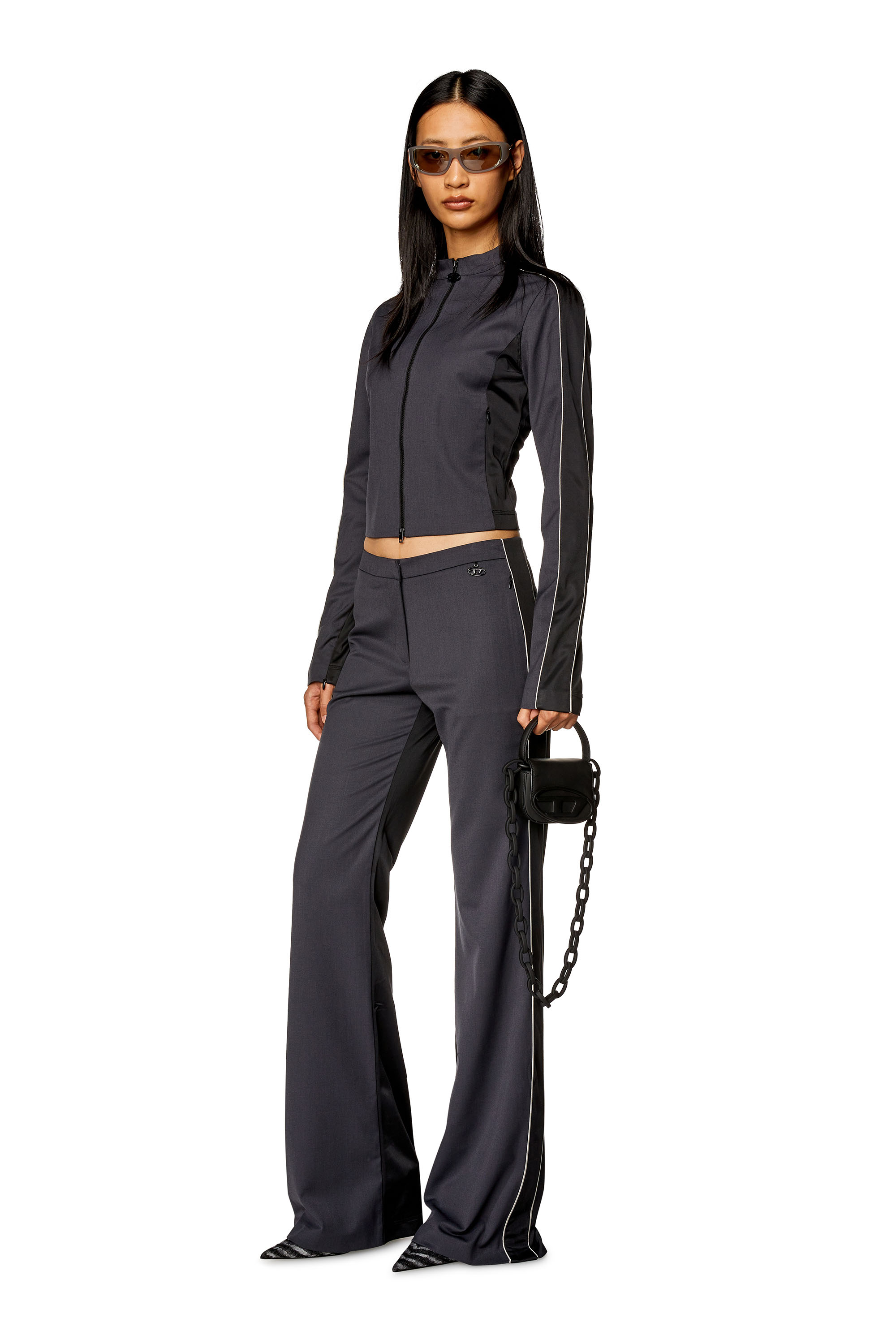 Diesel - P-FORTY, Woman Flared pants in wool blend and double knit in Multicolor - Image 2