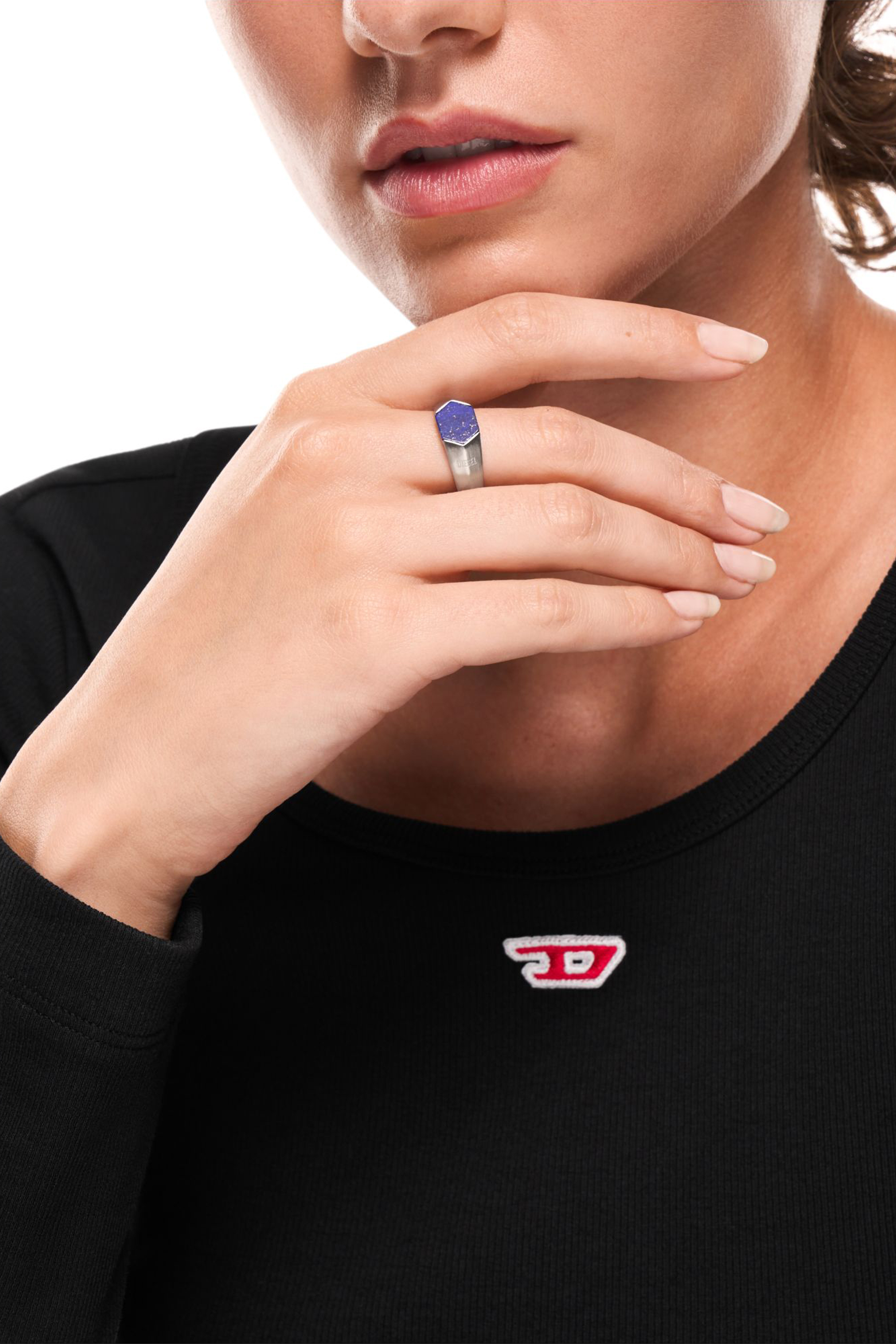 Diesel - DX1712040, Unisex's Lapis Signet Ring in Silver/Blue - 4